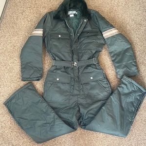 Vintage Fieldmaster Green Insulated Snowmobile Suit Snow Coveralls